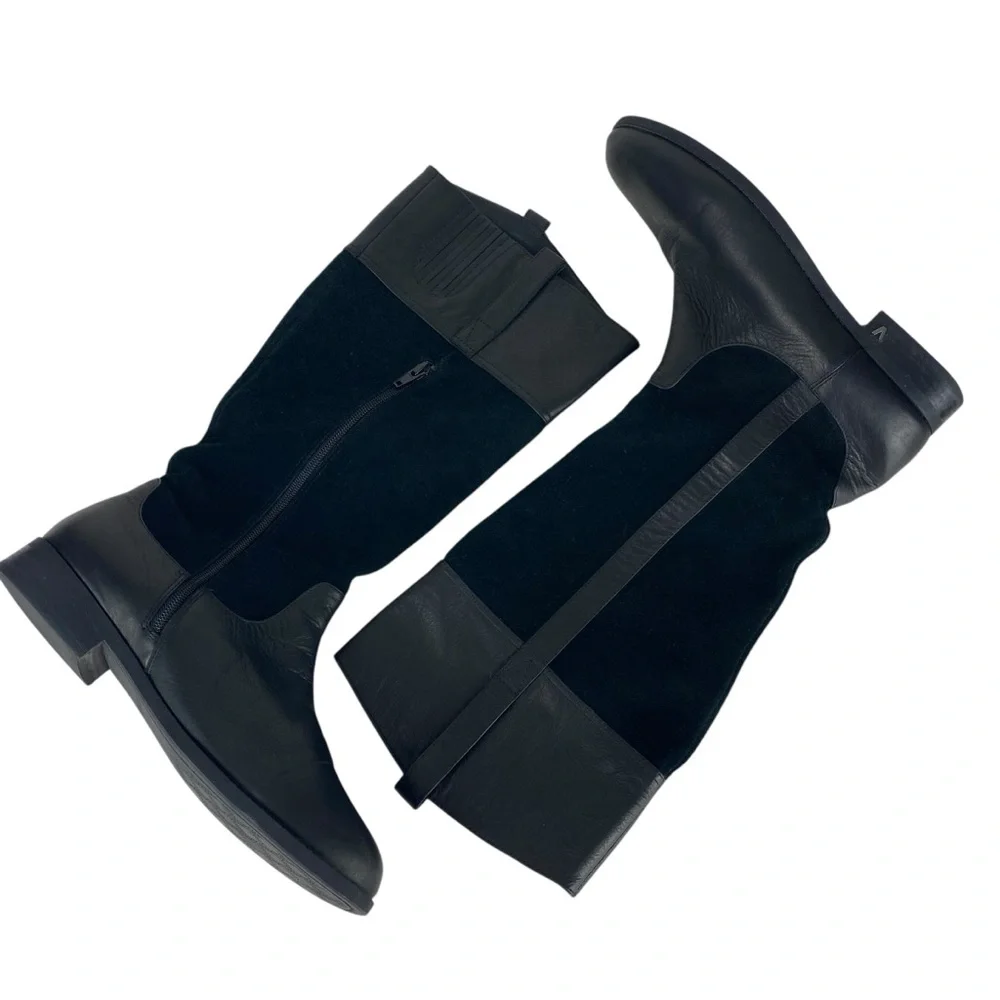 Vionic Downing Black Leather Suede Boots Size 11 Tall Knee High Riding Heeled - Picture 6 of 6